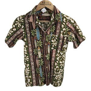 Vtg Nui Nalu Hawaii Boy's Shirt Surfboard 12 Brown